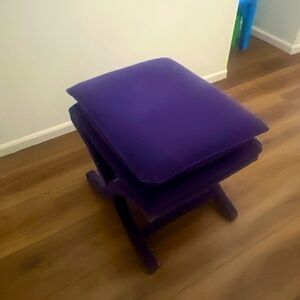 Purple Upholstered X-Design Bench Ottoman